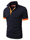 H2H Men's Casual Contrast Color Classic Short Sleeve Performance Polo Shirt Navy US S/Asia L (KMTTS0448)