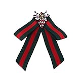 Beatfull Designer Rhinestone Pre-tied Ribbon Bow Tie for Men / Women, Bee Brooch Pin Collar Jewelry (green(bee2))