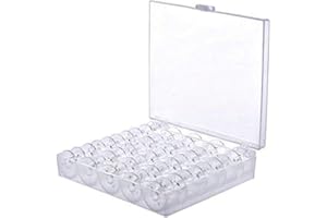 25 Pieces Sewing Machine Bobbins, BetterJonny Transparent Plastic Sewing Machine Bobbins with Storage Case Box for Brother Si