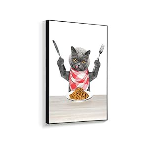 Framed Canvas Wall Art for Living Room, Bedroom Humorous Cat Canvas Prints for Home Decoration Ready to Hanging - 16x24 inches