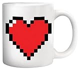 Olia Design Magic Morning Mug Coffee Tea Milk Hot Cold (Pixel Heart Morphing Mug), Red