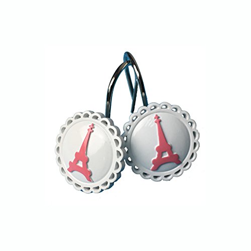 TGBack Paris Eiffel Tower Resin Shower Curtain Hooks Rings,Pink