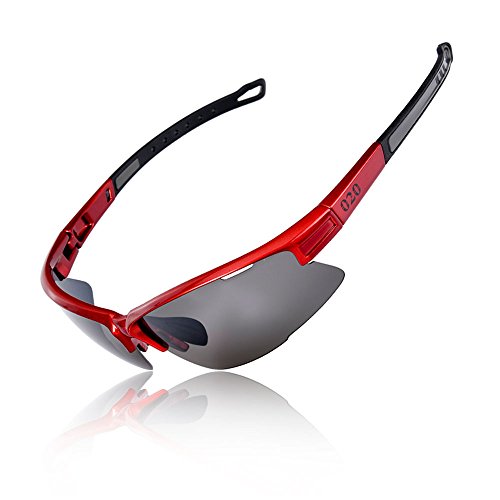 O2O Polarized Sports Sunglasses for Men Women Teens Cycling Running Fishing Golf Driving Tr90 Frame (Red/Black, Black)