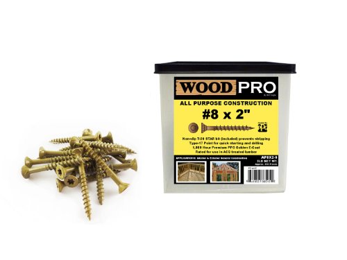 WoodPro Fasteners AP8X2-5 T20 5-Pound Net Weight 8 by 2-Inch All Purpose Wood Construction Screws, 800-Piece