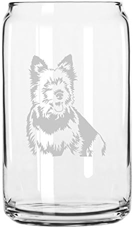 Norwich Terrier Dog Themed Etched All Purpose 16oz Libbey Can Glass