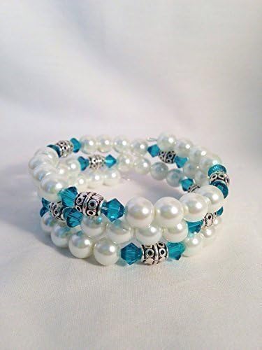 December Birthstone Bracelete Blue Zircon Swarovski Crystal Glass Pearl Wrap Women's Fashion Jewelry