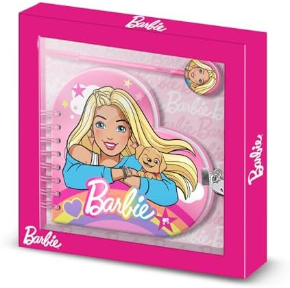 Barbie Rainbow-Journal Coeur + Stylo, Rose
