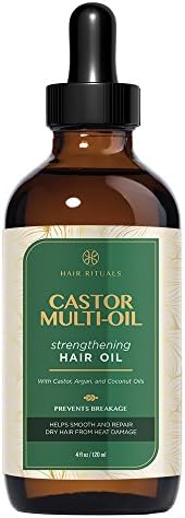 Hair Rituals Castor Multi Oil Strengthening Hair Oil with Organic Argan and Coconut Oils - Prevents Breakage, Smooth, Repair Dry Hair from Heat Damage for all Hair Types 4oz/120ml