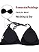 COLO Women Triangle Bikini Top Push up Padded V-Neck Lace-up Basic Swimsuit Top, Black(band Tie), Small