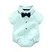 Tem Doger Baby Boys Casual Suit Cotton Short Sleeve Striped Button Down Bowtie Shirt Short Pant Clothes Set Outfit (90/12-18 Months)