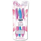 Schick Silk Touch-Up Multipurpose Exfoliating Face Razor and Eyebrow Shaper with Precision Cover, 3 Count