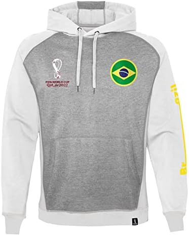 Outerstuff Felpa Con Cappuccio FIFA World Cup Per Bambini - Modello Contrast Raglan In Tech Fleece, Tasca A Marsupio, Autunno, Licenza Ufficiale