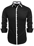 Coofandy Men's Contrast Color Button Down Dress Shirts Casual Shirts