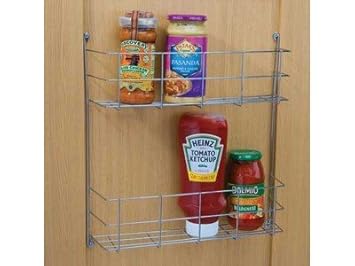Double tier Door mounted storage rack kitchen storage solution by