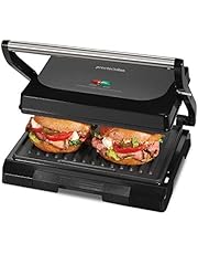 Proctor Silex 4 Serving Panini Press, Sandwich Maker and Compact Indoor Grill, Upright Storage, Easy Clean Nonstick Grids, Black (25440PS)