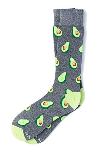Men's Hipster Designer Avocado Holy Guacamole Novelty Crew Dress Socks (Gray)