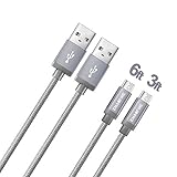 Micro USB Cable, EnacFire Micro USB Charging Cable (3ft + 6ft) Premium Nylon Braided High Speed USB 2.0 A Male to Micro B Cable for Samsung, Nexus, LG, Android Smartphones and More (Space Grey)