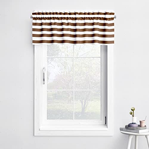 Bacati - Rod Pocket Window Valance Wide Stripes Brown