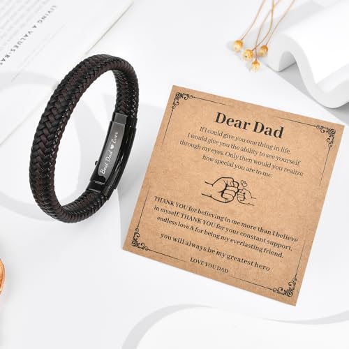 CheersLife Knot Bracelet - Brown Braided Leather Infinity Bracelets for Men - Love You Forever Gifts for Son, Grandson, Husband, Boyfriend, Brother, Teacher Dad New Dad- Valentine's Day & Graduation