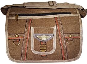 Bicycle Canvas Messenger Bag for Men Women Shoulder and Laptop Crossbody Style Dense &amp; Holds Shape - Tan