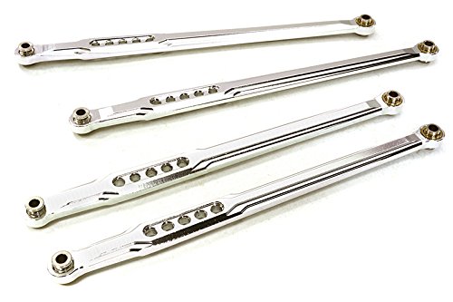 Integy RC Model Hop-ups OBM-BR233009SILVER CNC Machined 130+122mm Aluminum Lower Chassis Linkages Set (4) for Axial SCX-10