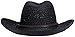 Simplicity Men's Straw Cowboy Hat w/PU Leather Band & Chin Strap Black