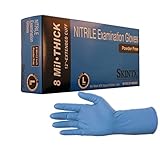 High Risk Heavy Duty 8 Mil Nitrile Gloves, Powder Free Sizes Med-XXL (50, X-Large)