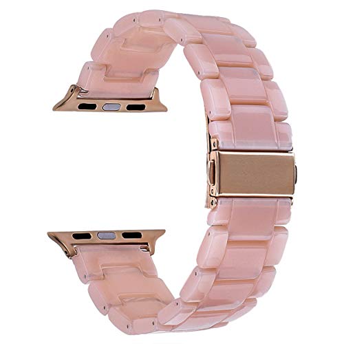 V_moro Compatible 38mm 40mm Apple Watch Band Women Men- Fashion Resin iWatch Band Bracelet with Copper Stainless Steel Buckle for Apple Watch Series 4 Series 3 Series 2 Series 1 (Pink-Tone, 38mm)