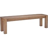 Linon Rylie Natural Wire Brushed Solid Pine Wood Backless Dining Bench