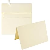 Wishop 50 Pack Self-Adhesive Envelopes with Fold Cards for Wedding Invitations, Greeting Cards, Baby Shower, Letter Mailing (Cream Color, 5x7)