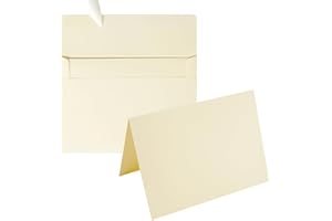 Wishop 50 Pack Self-Adhesive Envelopes with Fold Cards for Wedding Invitations, Greeting Cards, Baby Shower, Letter Mailing (Cream Color, 4x6)