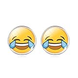 Jiayiqi Jewelry Women Amusing Emoticon Glass Time Gem Stud Earrings Yellow
