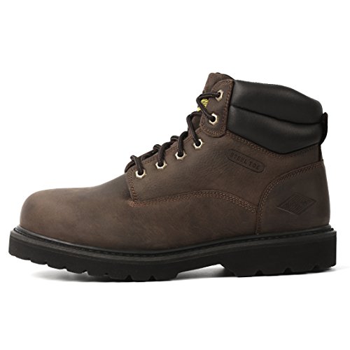6" Steel Toe Work Boots - Timberland Style - Oil Slip Resistant - Dark Brown (8)