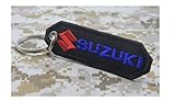 SUZUKI EMBROIDERED PATCH KEYCHAIN KEY RING MOTORCYCLE RACING BIKER