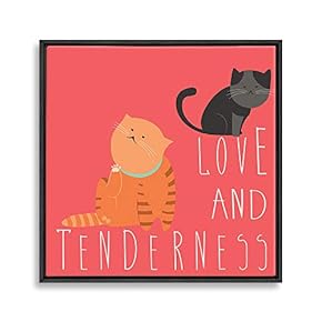 Framed Canvas Wall Art for Living Room, Bedroom Cute Cartoon Cats Canvas Prints for Home Decoration Ready to Hanging - 16x16 inches