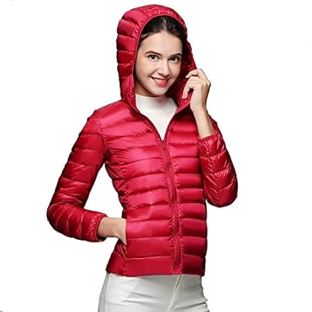women ultra light down hooded coat