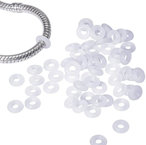 30 Pcs Clear Silicone Rubber Stoppers Ring Bead Charms Bracelets for Use Alone Or With Clip Lock Spacer Charm