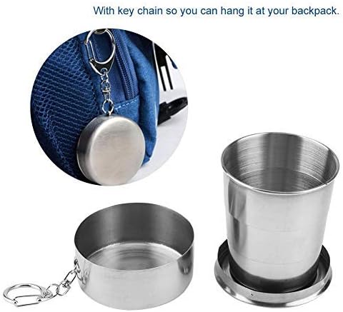 HERCHR 5.28Oz Stainless Steel Collapsible Travel Cup,Collapsible Metal Travel Folding Cup Telescopic Mug,Outdoor Telescopic Mug Hiking Bottle Water Container - Image 4
