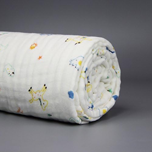 CCHLO Baby Swaddle Blankets Muslin 100% Cotton Cartoon Print Soft 6-layers Absorbent Bath Towel New born Toddler Shower Wrap Gift 3535in (Animal World)
