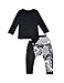 LaLaMa Kids Clothes Spots Harem Pants Casual Boys Outfits Sets Top T-Shirt 1-7Y (3-4 Years, Black 1)