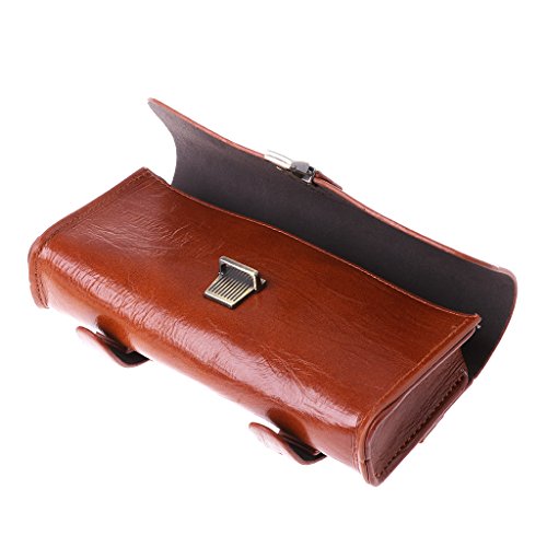 Faux Leather Vintage Cycling Handlebar Bag, 2 Strap Buckle Closure, Quick Release Clasp, Bicycle Rear Seat Brown Pouch Saddle Tail Wallet, Bike Saddlebags Purse - Thumbnail 3