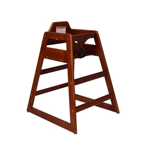 KAPEICamper Wooden High Chair for Toddlers, Portable Baby Feeding Chair with Adjustable Straps, Natural Pine High Chair, Highchair for Dining Room, Kitchen (Walnut)