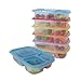Prefer Green 3-Compartment Bento Lunch Box Containers Multi Color Portion Control Containers with Lids (Improved Tighter) ,Set of 6