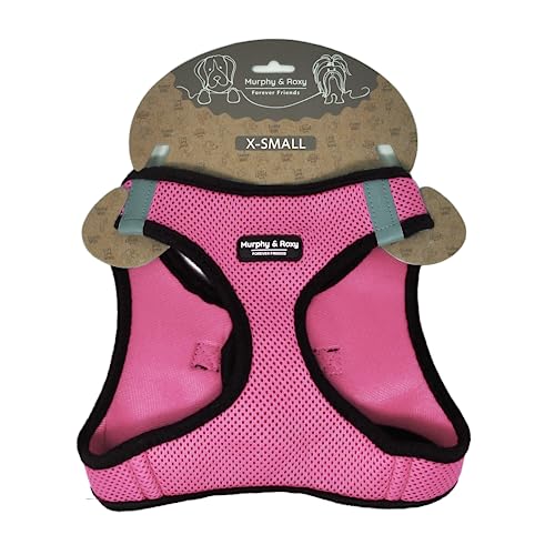 Murphy & Roxy Mesh Harness (Pink, XS) - Lightweight, Reflective Strips
