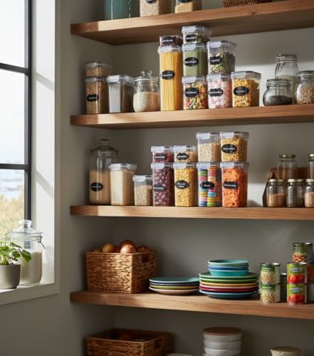 Kit com 15 Potes Herméticos para Mantimentos – Tampa Vedada, Porta Alimentos e Organizadores de Cozinha