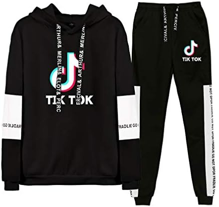 GD0001 2019 Women's TIK-Tok Letter Print Long Sleeve Hoodie Pullover Sweatshirt with Pants 2 Piece Outfits Tracksuits
