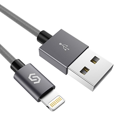 Syncwire Nylon Braided iPhone Charger Lightning Cable - 3.3ft/1M [Apple MFi Certified]  iPhone Charging Cord for iPhone Xs Max/XS/XR/X, 8 7 6S 6 Plus, SE, 5S, 5C, 5, iPad Mini/Air/Pro & More - Grey