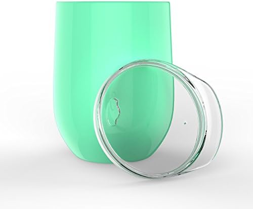 Unbreakable Stemless Wine Glasses for Women | Insulated Lowball Wine Tumbler by Revel Gifts | Stainless Steel Wine Glass with Lid | Great Gifts for Women (Mint Green, 12 oz)