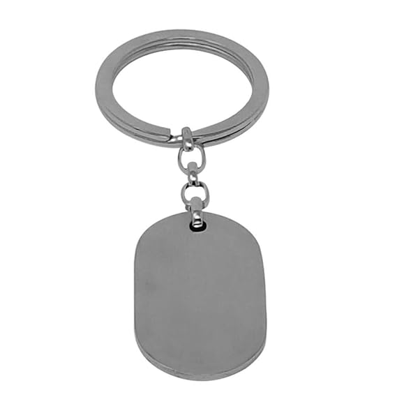 Schlüssel-Anhänger mit Gravurplatte Edelstahlplatte am Ring