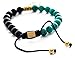 Gems of Peace - Matte Black Teal Adjustable Macrame Beaded OM Bracelet